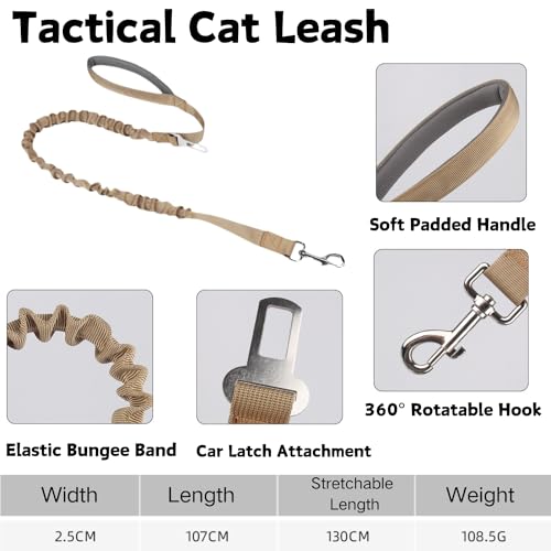 Tactical Cat Harness and Leash Set for Walking Escape Proof Adjustable Large Cat Vest Harness with Patches Soft Mesh Paddi...