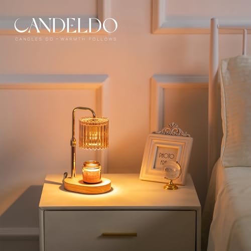Candeldo Candle Warmer Lamp with Timer: Gold Candle Warming Lamp Height Adjustable Wax Melt Warmer Dimmable Modern Farmhou...