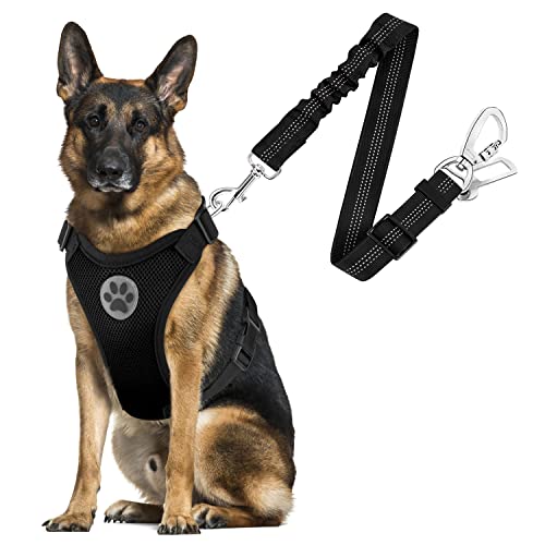 SlowTon Dog Seat Belt Harness for Car, Dog Car Harness Adjustable Mesh Breathable & Dog Seatbelt Safety Tether with Elasti...