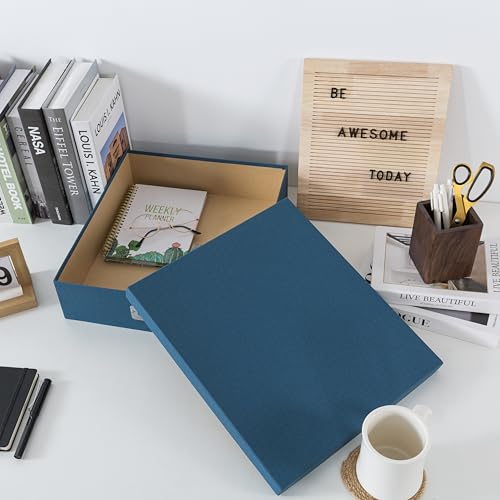 Soul & Lane Cardboard Decorative Photo Storage Box with Lid, 14.8 × 13.0 × 3.7 In, Picture Storage for Keepsakes and Memor...