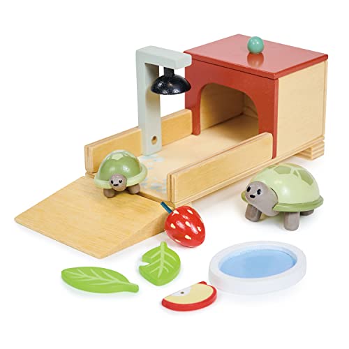 Tender Leaf Toys - Tortoise Pet Set - 10 Piece Wooden Animal Play Set with Mummy and Baby Tortoise, House, and Food - Grea...