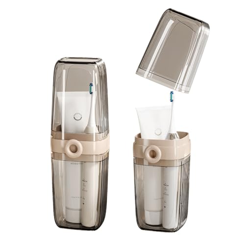 Topavatop Toothbrush Travel Case, 2 in 1 Toothbrush Holder and Rinse Cup, Large Capacity Toothbrush Cup with Cover, Portab...