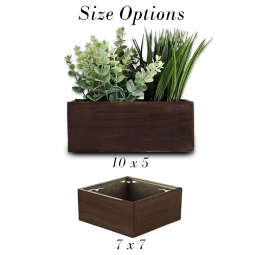 Etchey Personalized Wood Planter Box, Custom Wooden Flower Pot, Name Boxes, Pot, Brown
