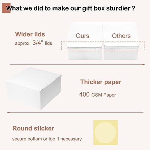 Mcfleet Gift Boxes with Lids 10x10x5 Inches 10 Pack Bridesmaid Proposal White Cardboard Gift Box for Presents, Christmas, ...