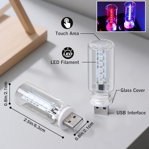 2PCS 13 in 1 USB Car Light, Plug in USB Interior Car Lights, Touch Control Mini Glass Bottle Night Lamp with 13 Modes & 7 ...
