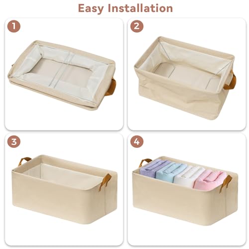 SNWDN 6 Pack Closet Cloth Storage Bins for Shelves, Medium Storage Baskets for Shelves, Fabric Bins for Closet organizatio...