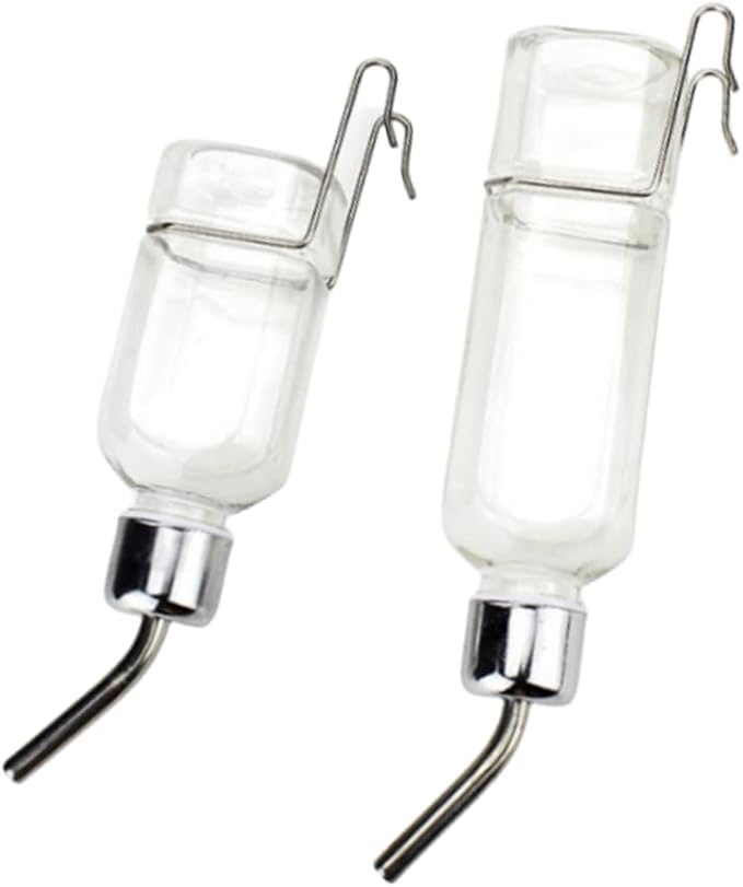2 Pcs Pet Cage Water Bottle No Drip Small Animal Water Bottle, Hanging Waterer for Rabbit, Guinea Pig, Hedgehog, Squirrel,...