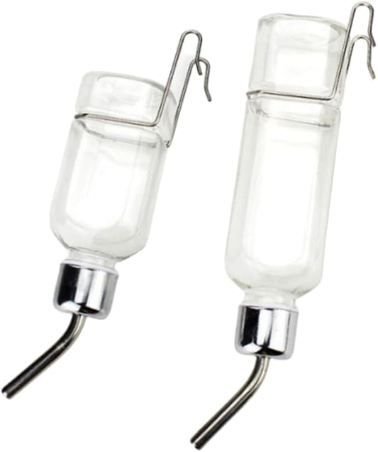2 Pcs Pet Cage Water Bottle No Drip Small Animal Water Bottle, Hanging Waterer for Rabbit, Guinea Pig, Hedgehog, Squirrel,...