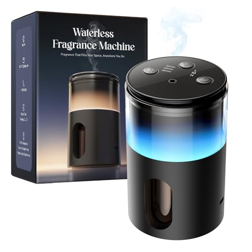 Pmsusoow Waterless Diffuser for Essential Oil: Mini Battery Scent Diffuser for Room&Home&Car with 9 Colors LED Light - Aro...