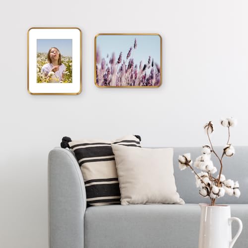Golden State Art 11x14 Aluminum Picture Frame Bronze Gold - With Mat for 8x10 Photo or Without Mat for Round Edges 11 x 14...