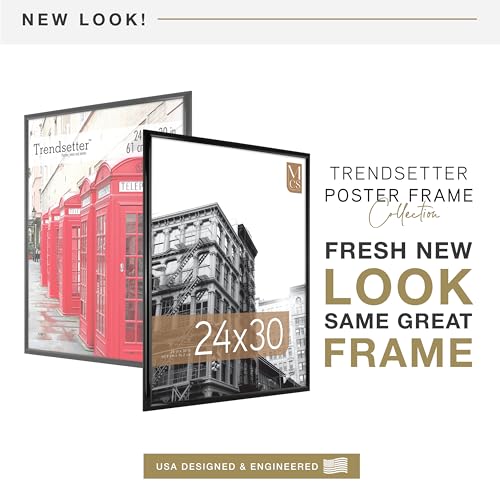 MCS Trendsetter 24x30 Poster Frame Black High-Gloss, Vertical & Horizontal Wall Hanging Large Picture Frame for Photos, Po...