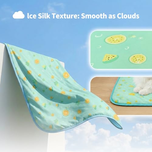 NWK Pack of 4 Pet Cooling Mat -Q-Max>0.345 Ice Silk Cooling Mat for Dogs & Cats Portable & Washable Pet Cooling Blanket, C...
