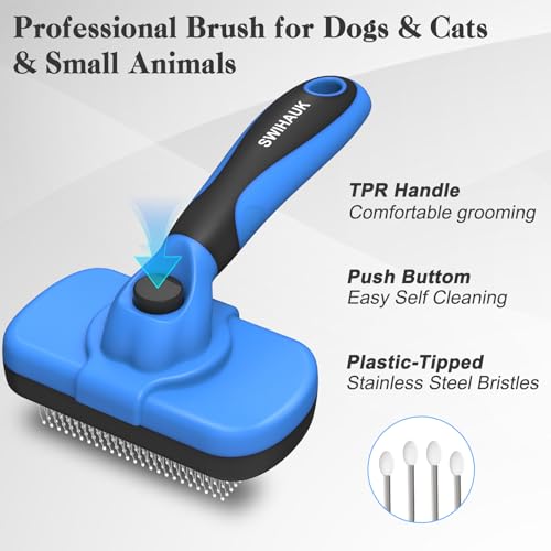 Swihauk Self Cleaning Slicker Brush - Skin Friendly Deshedding Grooming Tool for Dogs & Cats, Suitable for Shedding & Hair...