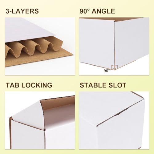 WIFTREY 50 Packs 4X3X2 Small Shipping Boxes, White 4 x 3 x 2 inches Corrugated Cardboard Box for Packaging Small Business,...