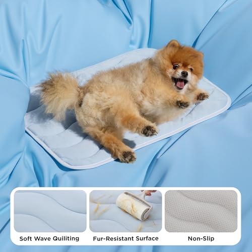 Bedsure Cooling Mat for Large Dogs - Q-Max>0.4 Thin Breathable Cooling Crate Pad Indoor for Pet with Chill Cool Fiber as C...