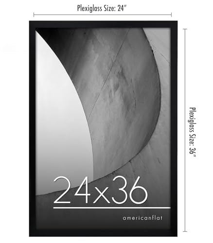 Americanflat 24x36 Poster Frame with Polished Plexiglass - Streamline Collection - Thin Border Picture Frame for Wall Disp...