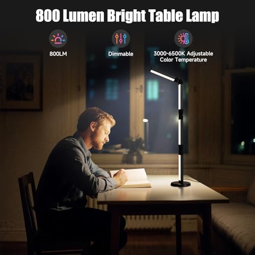Led Desk Lamp with Atmosphere Lighting, Smart RGB LED Desk Lamp-Music Sync and 16 Million DIY Colors, Foldable Lamp with D...