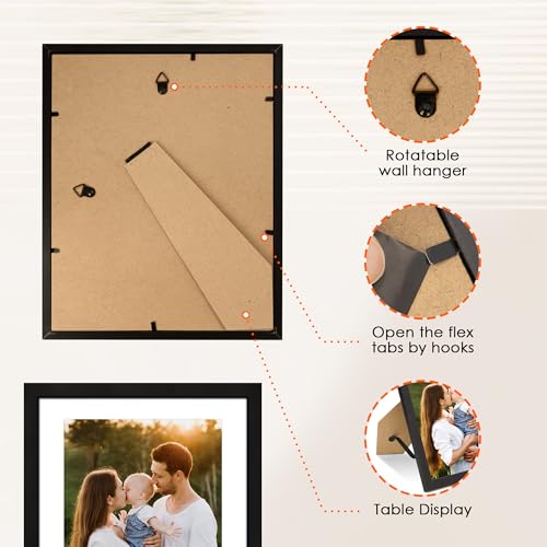 FIXSMITH 8x10 Picture Frame 1 Pack, Photo Frame with HD Plexiglass, Display Pictures 5x7 with Mat or 8x10 Without Mat, Pic...