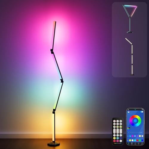 Electight Corner Floor Lamp-2200 Lumen Smart Lamp with App and Remote Control, Lamp can be Folded 360°, Music Sync and 16 ...