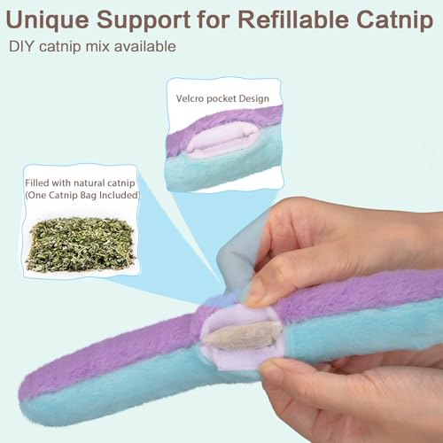 Retro Shaw Refillable Catnip Toys for Cats, 3Pcs Cat Toys Pillows with Crinkle Sound, Interactive Indoor Kitten Nip Chew K...
