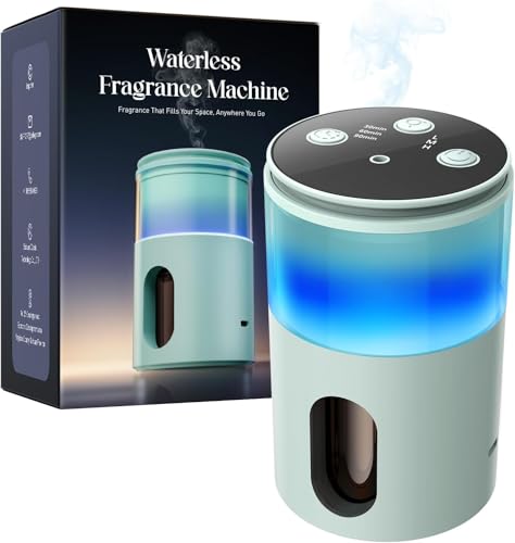 Pmsusoow Waterless Essential Oil Diffuser: 9 Colors LED Scent Diffuser for Home&Car&Office - Portable Diffuser with 48H Ba...