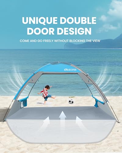 OutdoorMaster Beach Tent Sun Shelter with 2 Ventilated Doors, UPF50+ Easy Setup Beach Tent Canopy for 3 Person, Lightweigh...