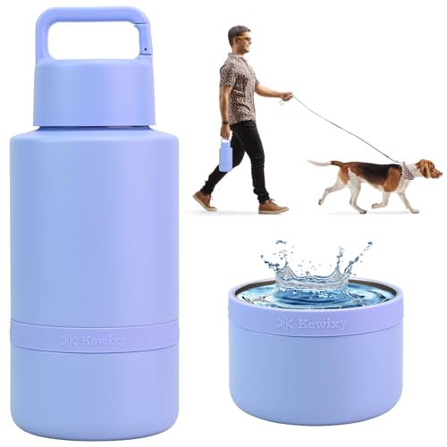 KEWIXY Insulated Dog Water Bottle with Travel Bowl, Dog Lover Gift, Portable Water Bottle Dispenser, Accessories for Car, ...