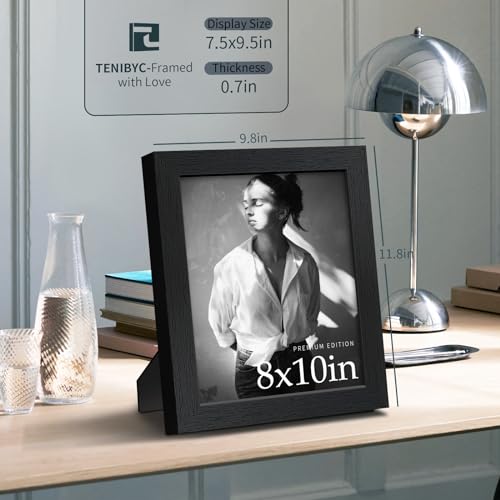 TENIBYC 8x10 Picture Frame Set - 3 Pack, Textured Black Solid Wood, HD Tempered Glass, Gallery Photo Frame, Table or Wall ...