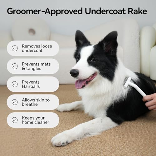 aumuca Undercoat Rake for Cats & Small/Medium Dogs – Deshedding Brush & Dematting Comb for Double-Coated Pets with Long or...