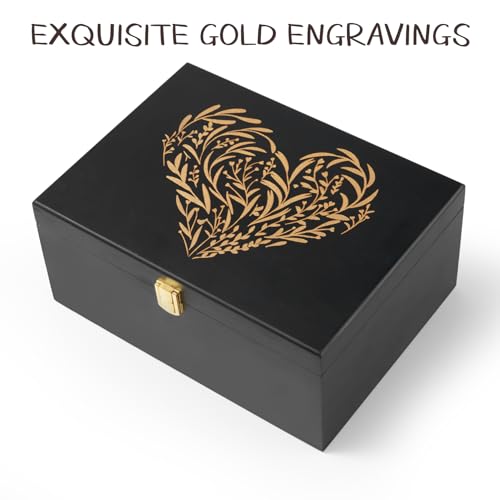 EVA murmure Larger Wooden Memory Keepsake Boxes With Hinged Lids and a photo frame inside the lid - Decorative Storage Box...