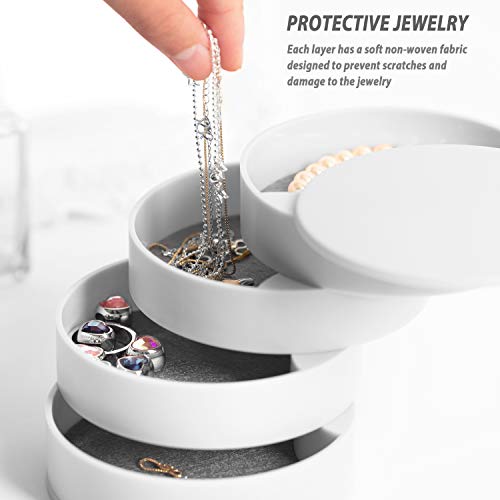 Jewelry Organizer, Small Jewelry Box Earring Holder for Women Gifts for Mom, Jewelry Storage Box 4-Layer Rotatable Jewelry...