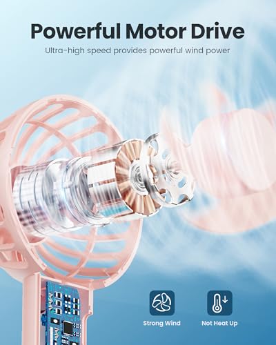 Gaiatop Mini Portable Fan, Small and Powerful, Cute Design 3 Speed Personal Handheld fan and Desktop with Base, Lightweigh...