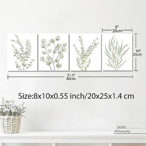 Erctoo Botanical Plant Canvas Wall Art, Framed Boho Wall Decor for Bathroom, Minimalist Aesthetic Bedroom Wall Art, Sage G...