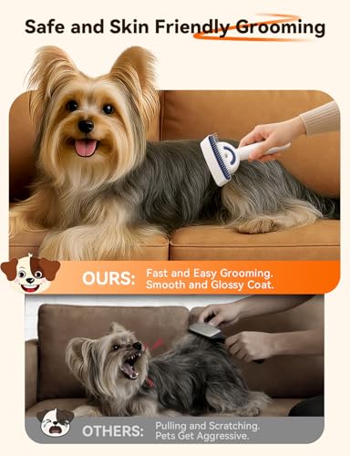 Dog Brush for Shedding with Steam, Dog Brush for Long Haired Dogs and Cats, Dual-Sided Dematting and Deshedding, Safe Non-...