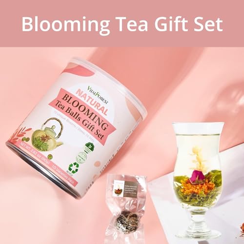 Blooming Tea Flowers Gift Set, 10 Unique Varieties Flowering Tea Balls, Individual Packing Handmade Blooming Balls for Ann...