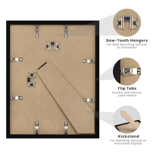 upsimples 11x14 Diploma Frame with Clear Plexiglass, Displays 8.5 x 11 Certificate Frame with Mat or 11x14 Picture Frame w...