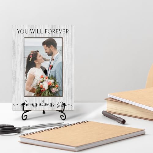Zgogy Wedding Gifts Wooden Picture Frames 4x6 - You Will Forever Be My Always, Engagement Photo Frame With Stand for Engag...