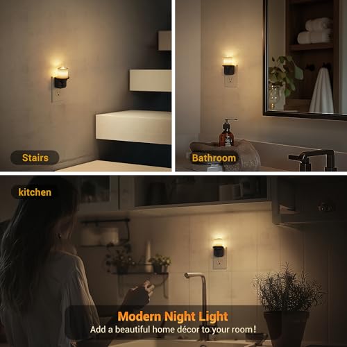 JandCase Flameless Candle Night Light, 2 Pack Night Lights Plug into Wall, 3000K Soft White, 0-100LM Dimmable Nightlight, ...