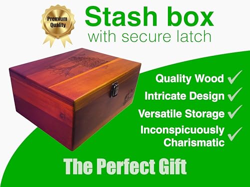 Active Lotus Tree of Life Large Premium Wood Keepsake Box with Hinged Lid and Metal Latch Storage Boxes with Lid Engraved ...