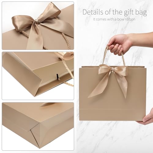 KeerxunBag The comes with 12 champagne-colored gift bags, including 24 jelly papers, 12 thank-you cards and 12 ribbons, ma...