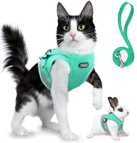Supet Cat Harness and Leash Set - Soft Mesh Adjustable Cat Vest Harness with Reflective Strap for Walking Cat and Puppy Ra...