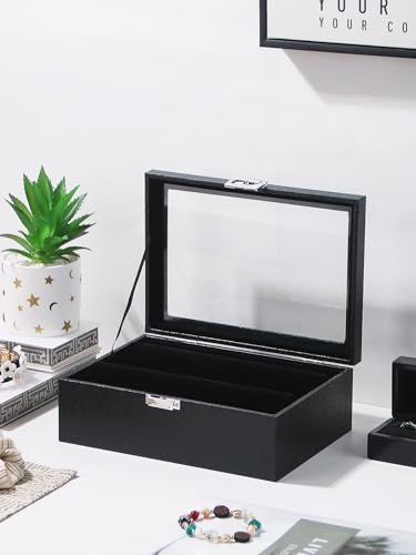 Kanwoder Bracelet Holder Organizer Box, Jewelry Storage Case with 2 Rods, Bangle Watch Display Tray for Women Girls (Black)