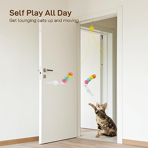 Potaroma Interactive Cat Feather Toys 5 Pcs, Cat Teaser Retractable Hanging Indoor Kitten Play Chase Exercise, Mental Phys...