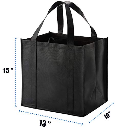 NERUB 10 Pack Reusable Reinforced Handle Grocery Bags - Heavy Duty Large Shopping Totes with Thick Plastic Bottom can hold...