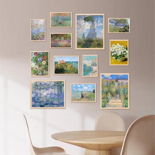 KBKBART Claude Monet Eclectic Wall Art, Monet Prints for Wall Decor, Eclectic Home Decor Canvas Impressionist Painting, Mo...
