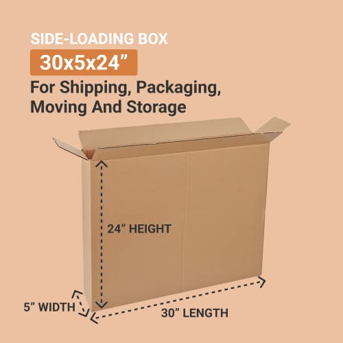 BOX USA Side Loading Shipping Boxes Large 30"L x 5"W x 24"H 10-Pack - Corrugated Cardboard Box for Moving, Mailing, Packin...