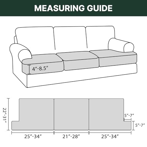H.VERSAILTEX Stretch 3 Piece T Cushion Sofa Slipcovers Individually Sofa Cushion Covers for 3 Cushion Couch Sofa Seat Cush...