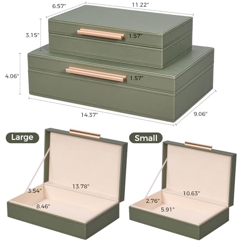 Decorative Storage Boxes with Lids 2-Set for Modern Home, Saving Space, Memory Boxes, PU Leather Keepsake Box, Photo Stora...