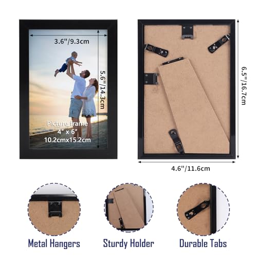 Hoikwo 18 Packs 4x6 Black Multi Plastic Picture Frames Set with Plastic Cover for Family Photos, Artwork, Light Weight Bul...