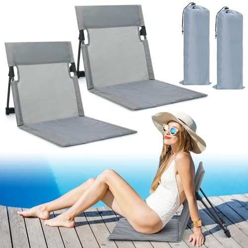 Karenhi 2 Pcs Foldable Poolside Chairs Portable Beach Chair Folding Poolside Chairs for Edge of Pool for Adults Traveling...